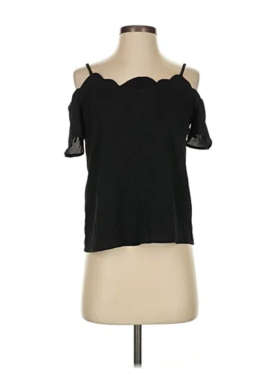 Pre-owned Monteau Short Sleeve Top Black Cold Shoulder Neckline Tops