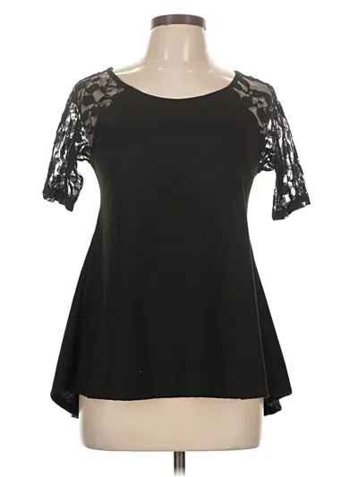 Pre-owned Monteau Short Sleeve Top Black Cold Shoulder Neckline Tops