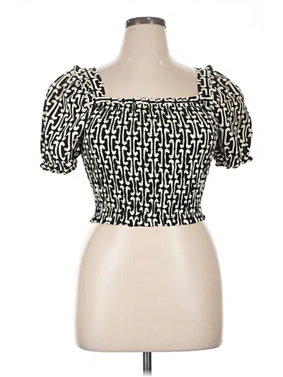 Pre-owned Monteau Short Sleeve Top Black Square Neckline Tops