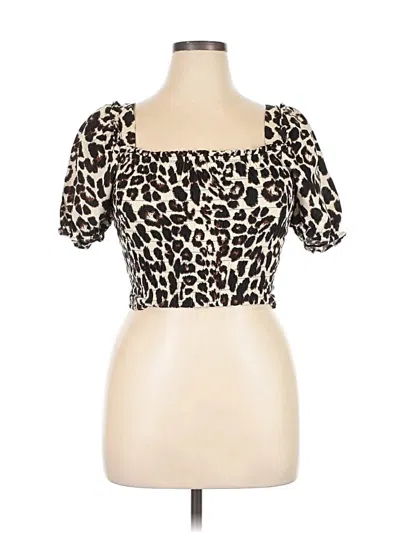 Pre-owned Monteau Short Sleeve Top Brown Sweetheart Neckline Tops