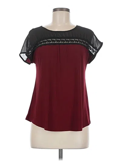 Pre-owned Monteau Short Sleeve Top Burgundy Scoop Neck Tops