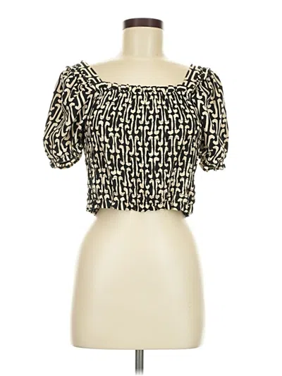 Pre-owned Monteau Short Sleeve Top Gold Square Neckline Tops
