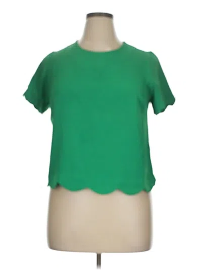 Pre-owned Monteau Short Sleeve Top Green Keyhole Neckline Tops
