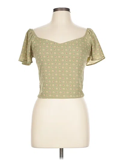 Pre-owned Monteau Short Sleeve Top Green Sweetheart Neckline Tops