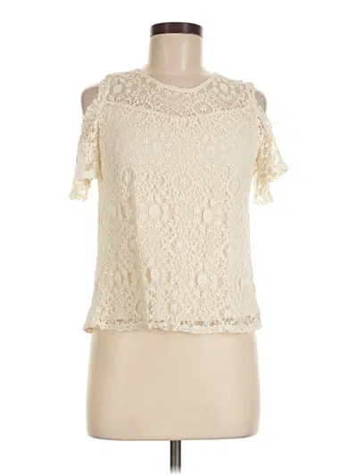 Pre-owned Monteau Short Sleeve Top Ivory Cold Shoulder Neckline Tops