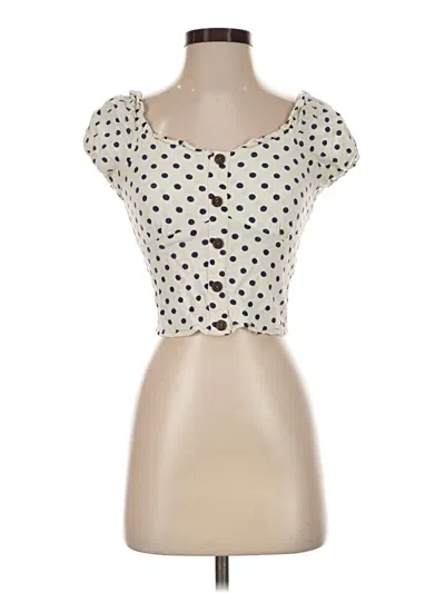 Pre-owned Monteau Short Sleeve Top Ivory Sweetheart Neckline Tops