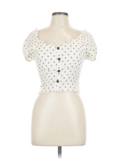 Pre-owned Monteau Short Sleeve Top Ivory Sweetheart Neckline Tops In White