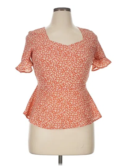 Pre-owned Monteau Short Sleeve Top Orange Sweetheart Neckline Tops
