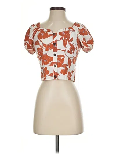 Pre-owned Monteau Short Sleeve Top Orange Sweetheart Neckline Tops