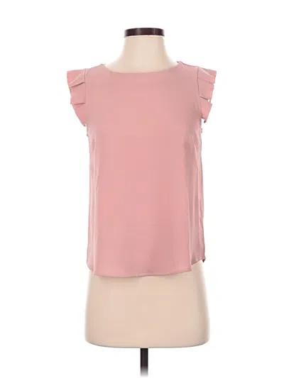 Pre-owned Monteau Short Sleeve Top Pink Ruffles Neckline Tops