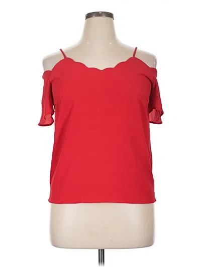 Pre-owned Monteau Short Sleeve Top Red Cold Shoulder Neckline Tops