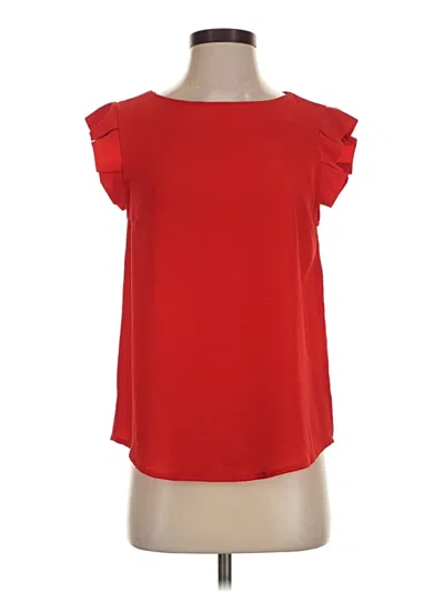 Pre-owned Monteau Short Sleeve Top Red Ruffles Neckline Tops