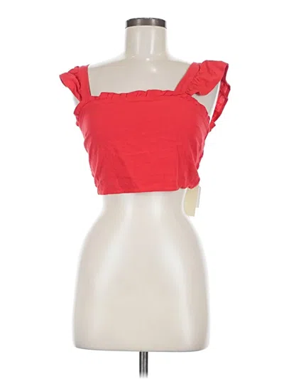 Pre-owned Monteau Short Sleeve Top Red Strapless Neckline Tops