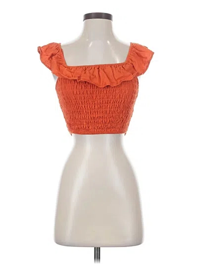 Pre-owned Monteau Sleeveless Top Orange Strapless Neckline Tops