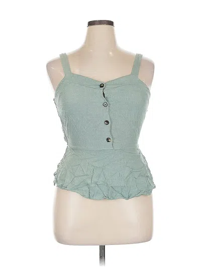Pre-owned Monteau Sleeveless Top Teal Sweetheart Neckline Tops In Blue