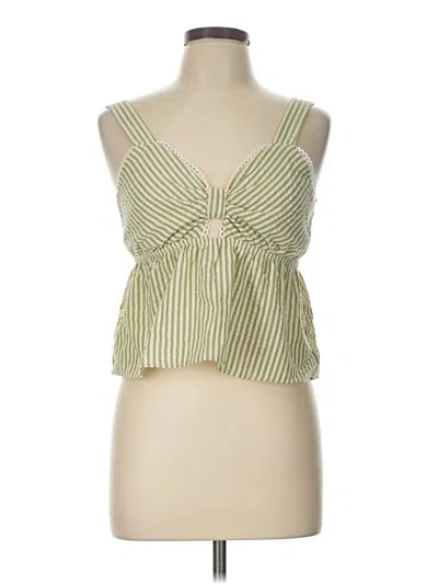 Pre-owned Monteau Tank Top Green Plunge Neckline Tops