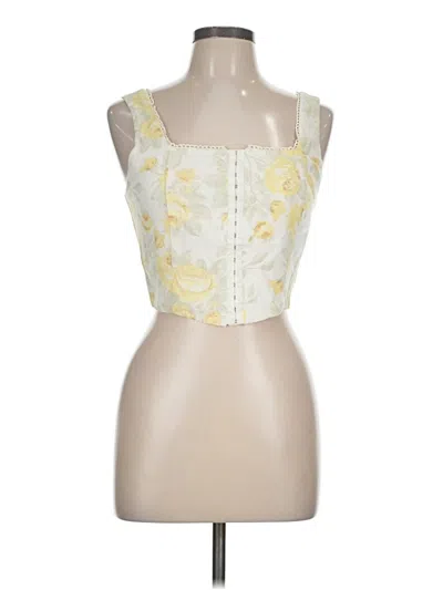 Pre-owned Monteau Tank Top Yellow Strapless Neckline Tops