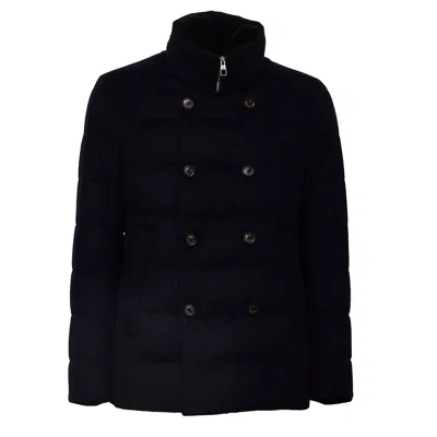 Montecore Beauer Double-breasted Quilted Wool-silk Peacoat In Blue
