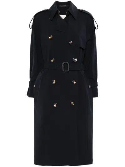 Montecore Belted Trench Coat In Blue