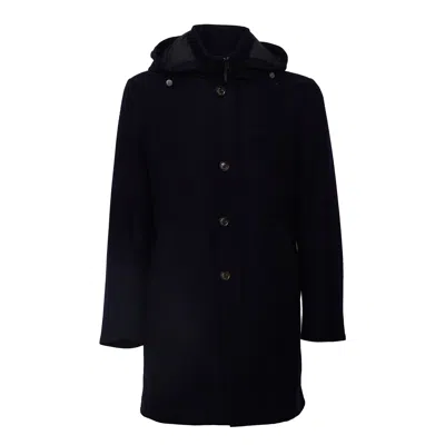 Montecore Black Rain System Detachable Hood Coat In Blue