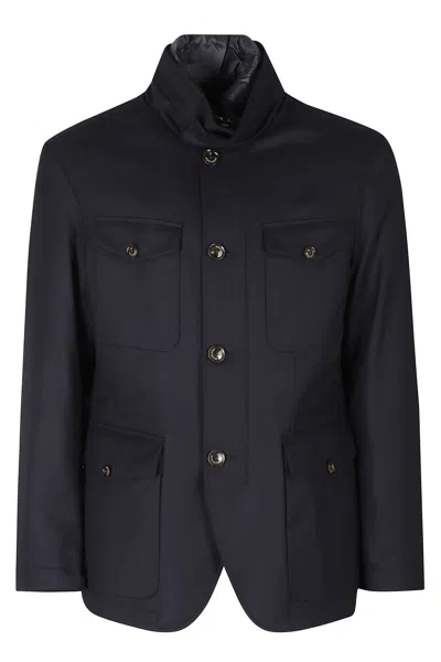Montecore Blue Duck Down Padded Wool Jacket In Black