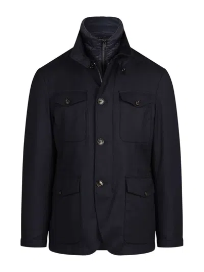 Montecore Blue Virgin Wool Padded Jacket In Black
