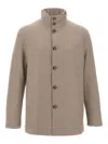 Montecore Button High-neck Coat In Brown