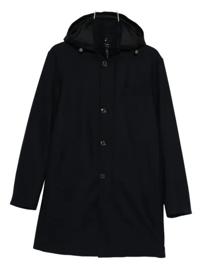 Montecore Button Hooded Coat In Blue