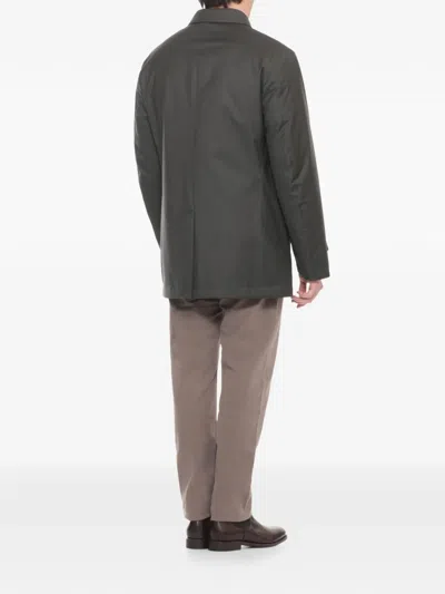 Montecore Button Wool Raincoat In Green