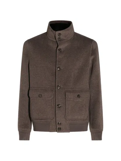 Montecore Button-fastening Cashmere Jacket In Brown