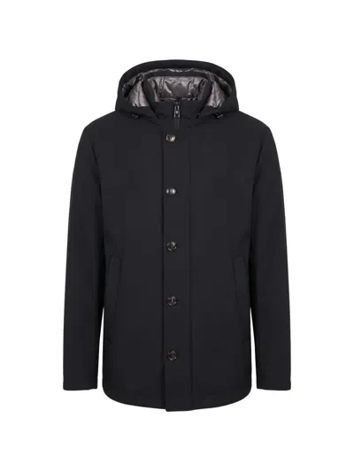 Montecore Button-fastening Hooded Jacket In Black