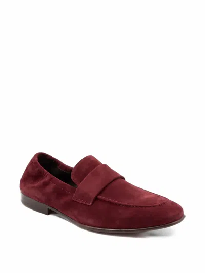 Montecore Calf Suede Slip-on Loafers In Red