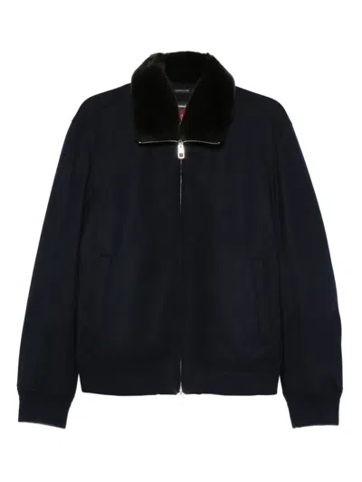 Montecore Contrasting-collar Zip-up Jacket In Black