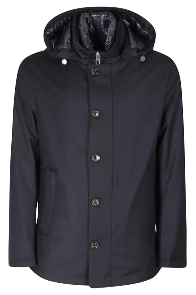 Montecore Dark Blue Padded Wool Down Jacket In Black