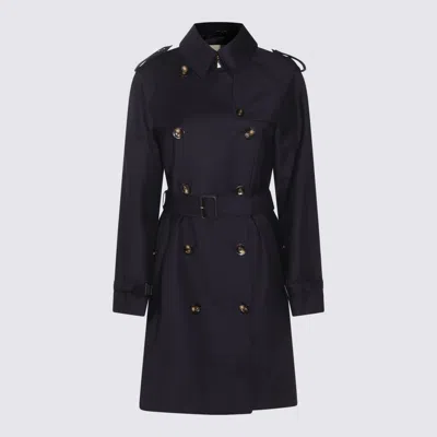 Montecore Dark Blue Trench Coat In Black