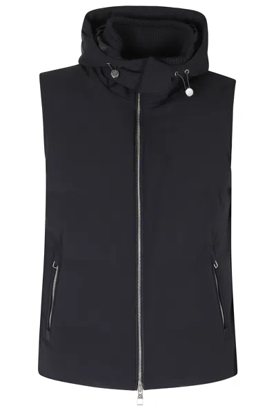 Montecore Dark Navy Technical Fabric Removable Hood Vest In Blue