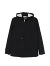 Montecore Double-breasted Hooded Jacket In Black