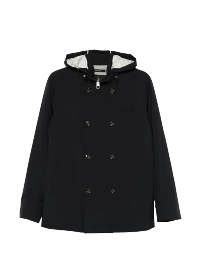Montecore Double-breasted Hooded Jacket In Black