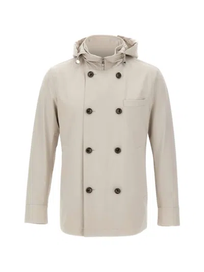 Montecore Double-breasted Hooded Jacket In Gray