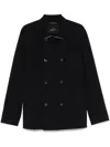 Montecore Double-breasted Black Jacket With Metallic Accents In Blue