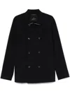 Montecore Double-breasted Black Jacket With Metallic Accents In Blue