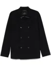 Montecore Double-breasted Black Jacket With Metallic Accents In Blue