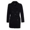 Montecore Double-breasted Stretch Fabric Trench Coat In Black