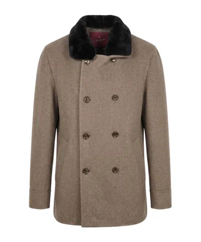 Montecore Double-breasted Casual Jacket In Warm Taupe