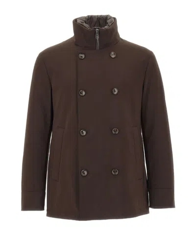 Montecore Double-breasted High-neck Jacket In Brown