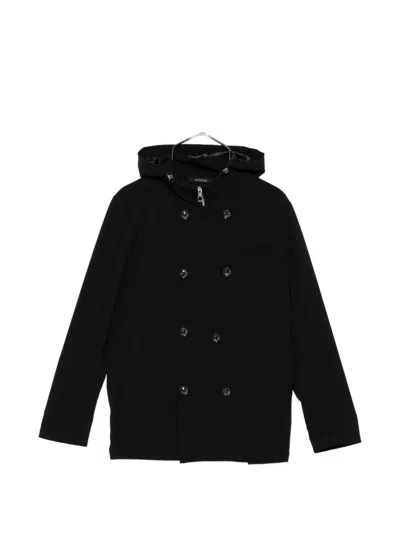 Montecore Double-breasted Hooded Jacket In Black