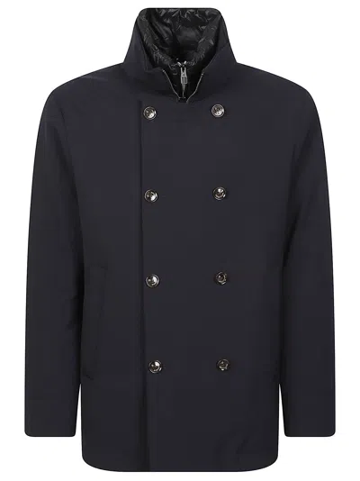 Montecore Double-breasted Metallic Accent Down Jacket In Blue