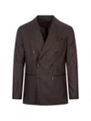 Montecore Double-breasted Peak-lapel Blazer In Brown