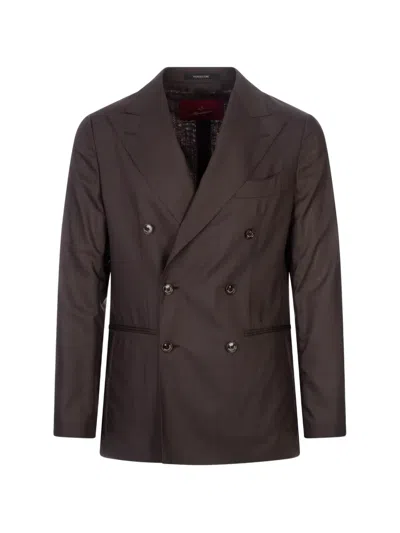 Montecore Double-breasted Peak-lapel Blazer In Brown