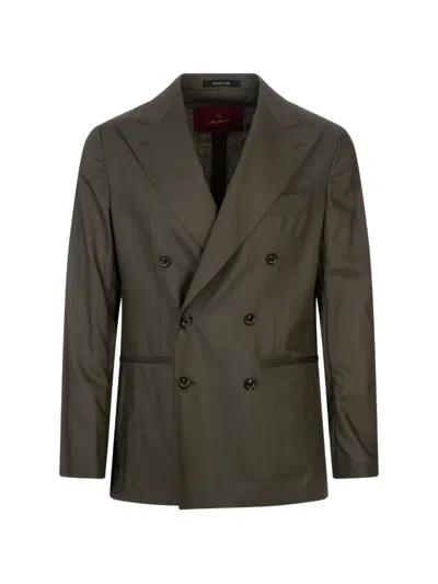 Montecore Double-breasted Peak-lapels Blazer In Brown